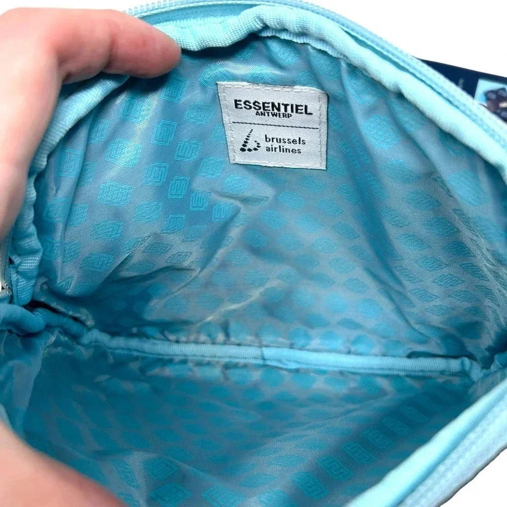 Essentiel Antwerp‎ Good Vibes Green Neoprene Zip Around Pouch Cosmetic Bag